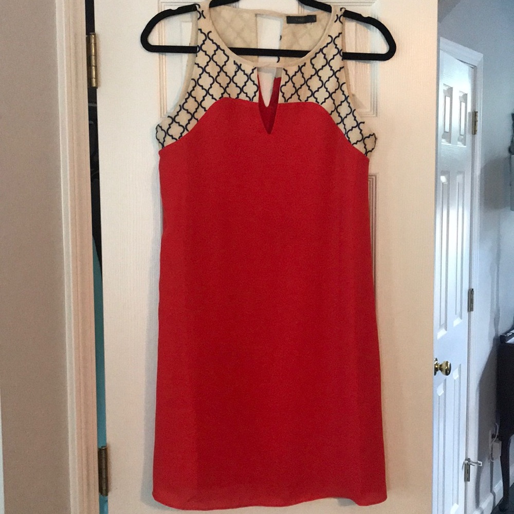 Reddish orange shift dress